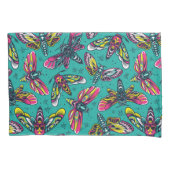 Neon Moth Pattern Kussensloop (Voorkant-Links)