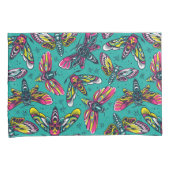 Neon Moth Pattern Kussensloop (Voorkant-Rechts)