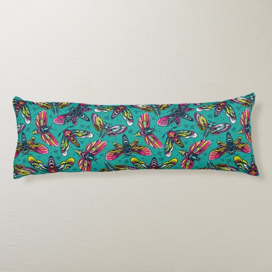 Neon Moth Pattern Lichaamskussen (Achterkant)