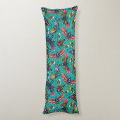 Neon Moth Pattern Lichaamskussen (Achterkant (Verticaal))