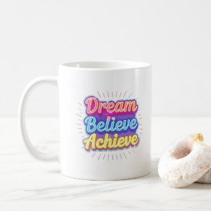 Neon motivatie citaat 'Droom geloof bereiken' Koffiemok