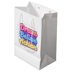 Neon motivatie citaat 'Droom geloof bereiken' Medium Cadeauzakje