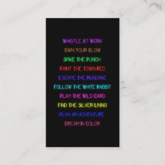 Neon Motivational Pass Along Card Contactkaartje