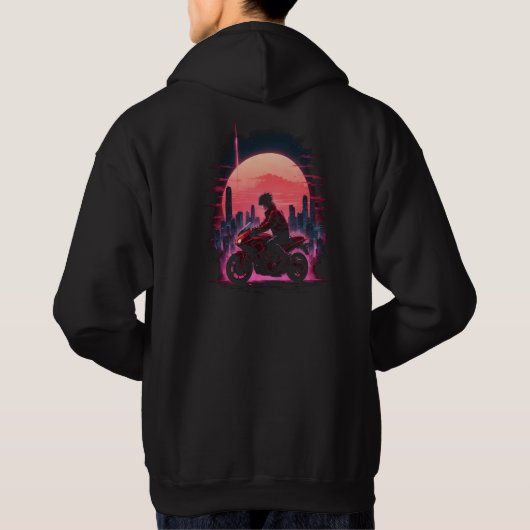 Neon Motor Biker Anime Lover Hoodie (Achterkant)