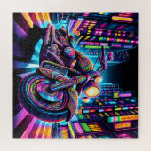 Neon Motorcycle in de stad Legpuzzel (Horizontaal)