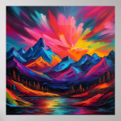 Neon Mountain Sunset Poster (Voorkant)
