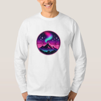 Neon Mountain Under Starry Sky beroemd gemaakt doo T-shirt
