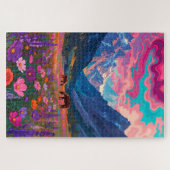 Neon Mountain Valley - Psychedelische paarden & Ro Legpuzzel (Horizontaal)