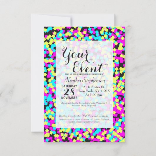 Neon Multi-Color Fun Confetti Kaart (Voorkant)