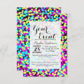 Neon Multi-Color Fun Confetti Kaart (Voorkant / Achterkant)