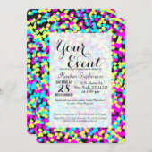 Neon Multi-Color Fun Confetti Kaart (Voorkant / Achterkant)