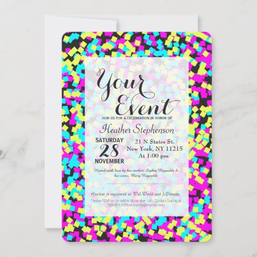 Neon Multi-Color Fun Confetti Kaart (Voorkant)