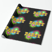 Neon Multi Color Starburst Paint Spletters Party Cadeaupapier (Uitgerold)