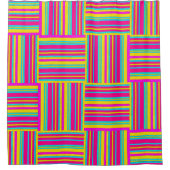 Neon Multi-Color Weaved Squares Douchegordijn (Voorkant)