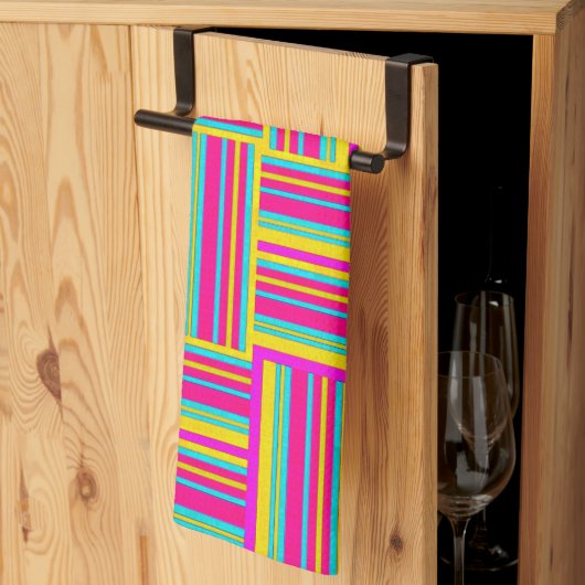 Neon Multi-Color Weaved Squares Theedoek (Derde Gevouwen)