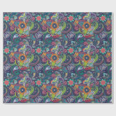 Neon Multicolor floral Paisley patroon Cadeaupapier (Vlak)