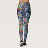 Neon Multicolor floral Paisley patroon Leggings (Achterkant)