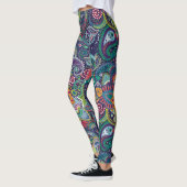 Neon Multicolor floral Paisley patroon Leggings (Links)