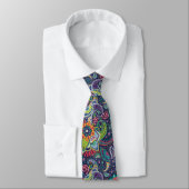 Neon Multicolor floral Paisley patroon Stropdas (Gebonden)