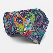 Neon Multicolor floral Paisley patroon Stropdas (Opgerold)