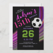 Neon Multicolor Modern Fantasie Voetbal Verjaardag Kaart (Voorkant)