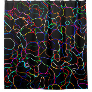 Neon Multicolored Curvy-lijnen Douchegordijn