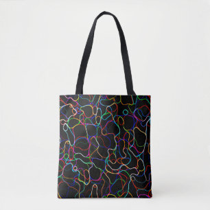 Neon Multicolored gebogen lijnen Tote Bag