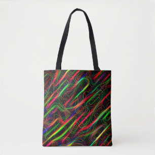 Neon Multicolored gebogen lijnen Tote Bag