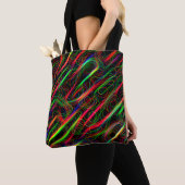 Neon Multicolored gebogen lijnen Tote Bag (Dichtbij)