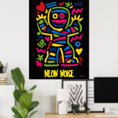 Neon Mummie Poster – Pop Art Halloween Karakter (Thuiskantoor)