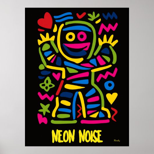Neon Mummy Poster - Pop Art Halloween personage (Voorkant)