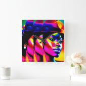 NEON MUSE: Elektrische Iridescentie Vierkante Klok (Huis)