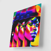NEON MUSE: Elektrische Iridescentie Vierkante Klok (Hoek)