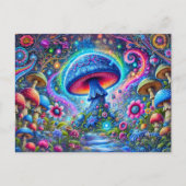 Neon Mushroom Glow Psychedelic Fantasy Forest Briefkaart (Voorkant)