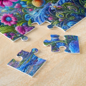 Neon Mushroom Glow Psychedelic Fantasy Forest Legpuzzel (Zijkant)