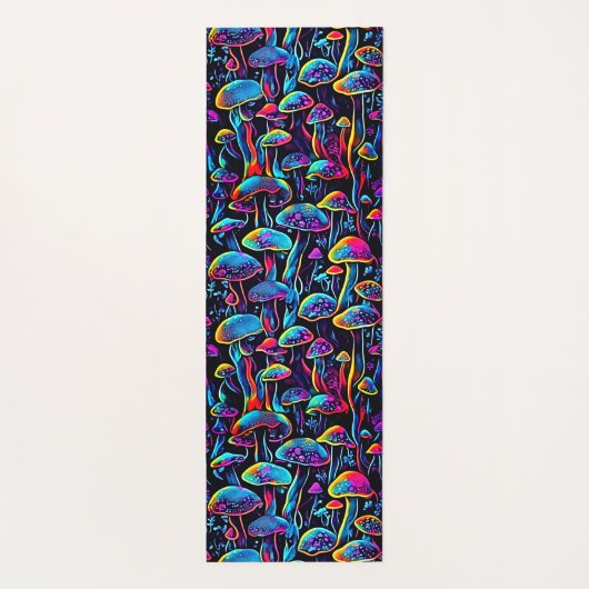 Neon Mushroom Vibes - Bioluminescent Groove Yogamat (Achterkant)