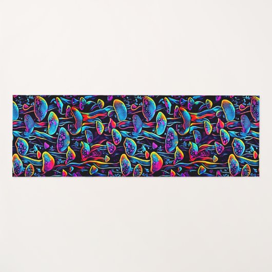 Neon Mushroom Vibes - Bioluminescent Groove Yogamat (Voorkant (horizontaal))