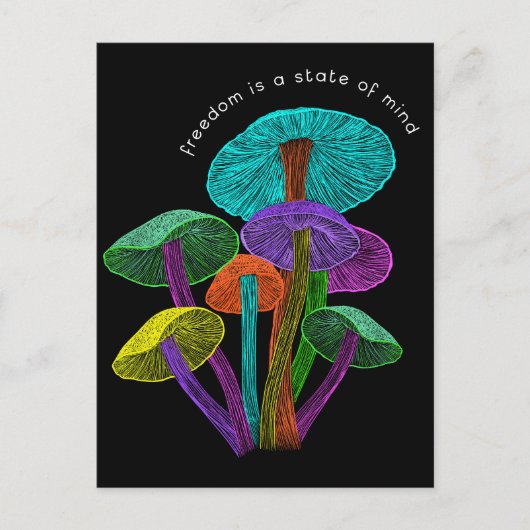 Neon Mushrooms Freedom is een staat van Briefkaart (Voorkant)