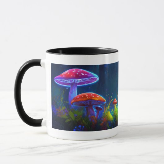 Neon Mushrooms: psychedelische gloed Mok ontwerp (Links)