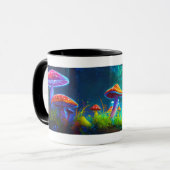 Neon Mushrooms: psychedelische gloed Mok ontwerp (Voorkant links)
