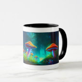 Neon Mushrooms: psychedelische gloed Mok ontwerp (Voorkant rechts)
