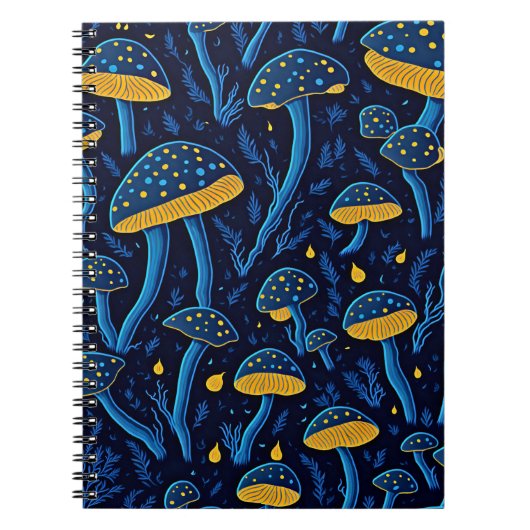 Neon Mushrooms Retro Notitieboek (Voorkant)