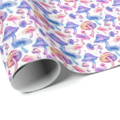 Neon Mushrooms Wrapping Paper - Trippy Psychedelic Cadeaupapier (Rol Hoek)