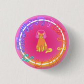Neon Music Cat Ronde Button 3,2 Cm (Voorkant)