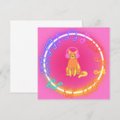 Neon Music Cat Uitnodiging (Voorkant / Achterkant)