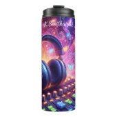 Neon Music Mixer Hoofdtelefoon Abstract Thermosbeker (Voorkant)