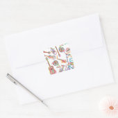 Neon Music Pattern Vierkante Sticker (Envelop)