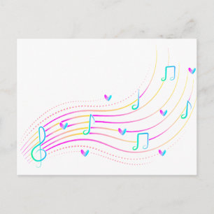 Neon muzieknoot golf clipart briefkaart