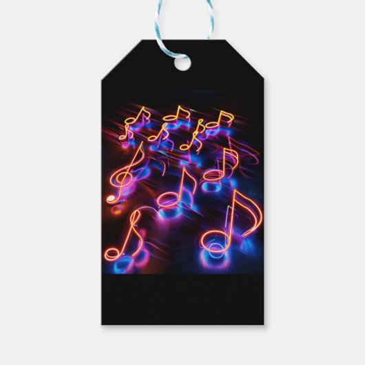 Neon muzieknoten cadeaulabel (Voorkant)