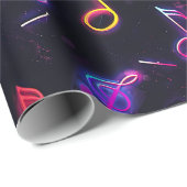 Neon Muzieknoten inpakpapier (Rol Hoek)